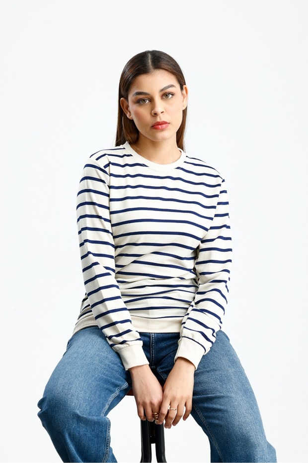 Basic Bisiklet Yaka Regular Sweatshirt - 4