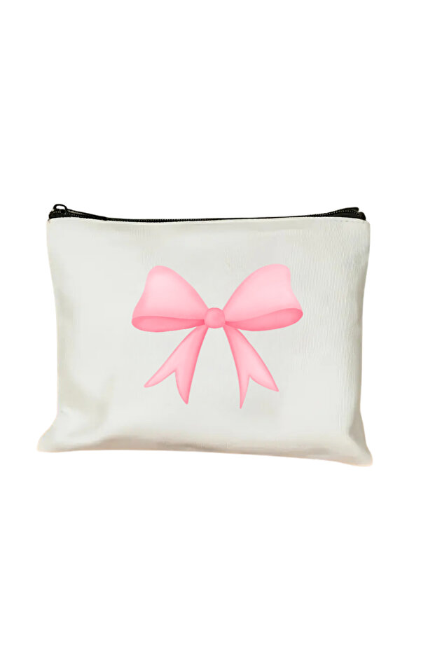 Canvas Makeup Bag Bow