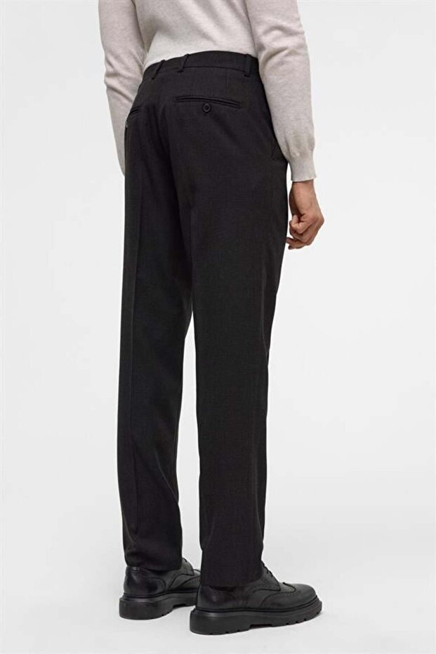 Siyah Regular Desenli Pantolon - 6