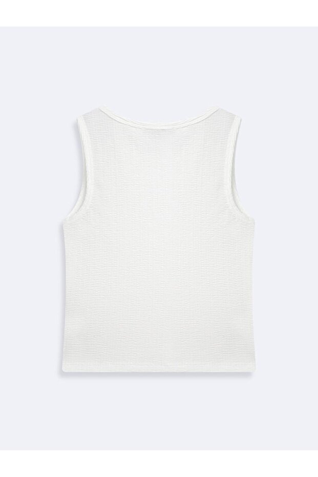 Sleeveless Crew Neck Basic White Undershirt - 2
