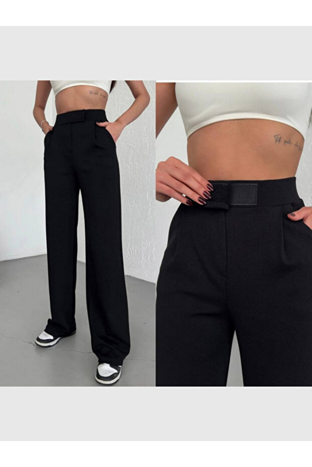 Women's Crepe Fabric Velcro Closure -Comfortable Cut Palazzo Pants