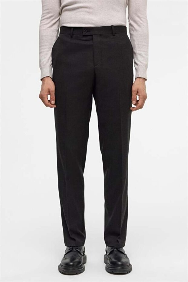 Siyah Regular Desenli Pantolon - 3