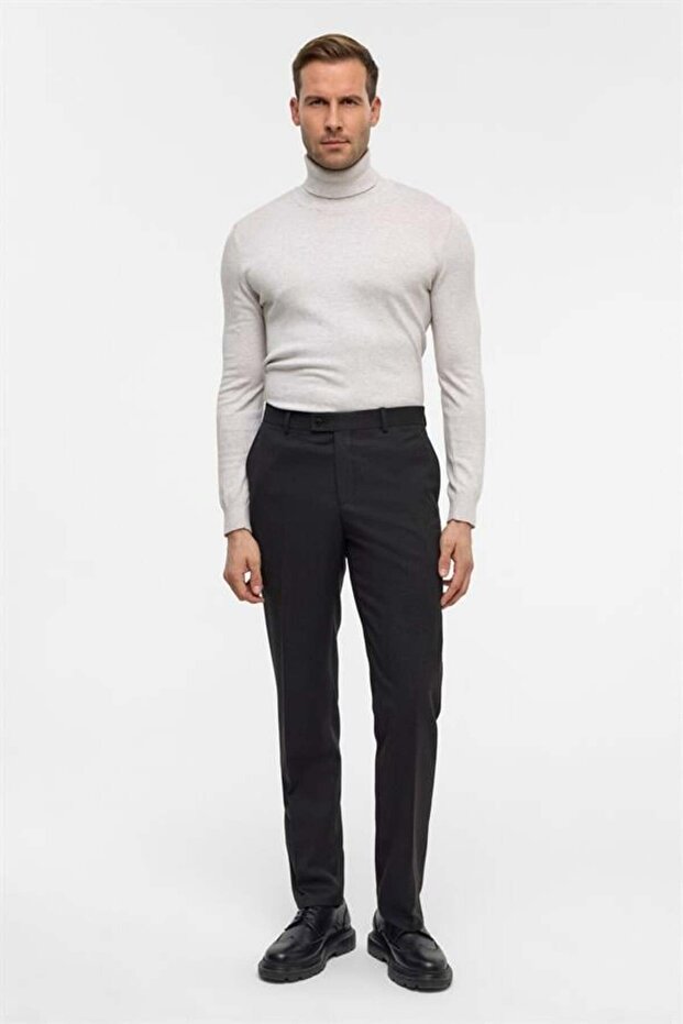 Siyah Regular Desenli Pantolon - 1