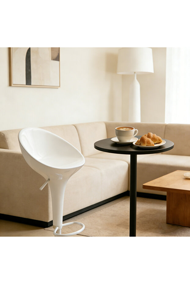 كرسي بار بقاعدة من الكروم مع مسند قدم قابل لتعديل الارتفاع - 4