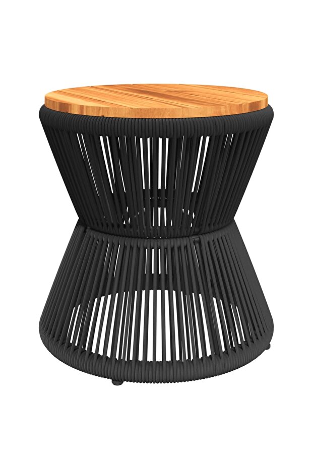 Coffee Table with Wire Base Black Ø 45x44 cm Solid Wood Acacia - 4