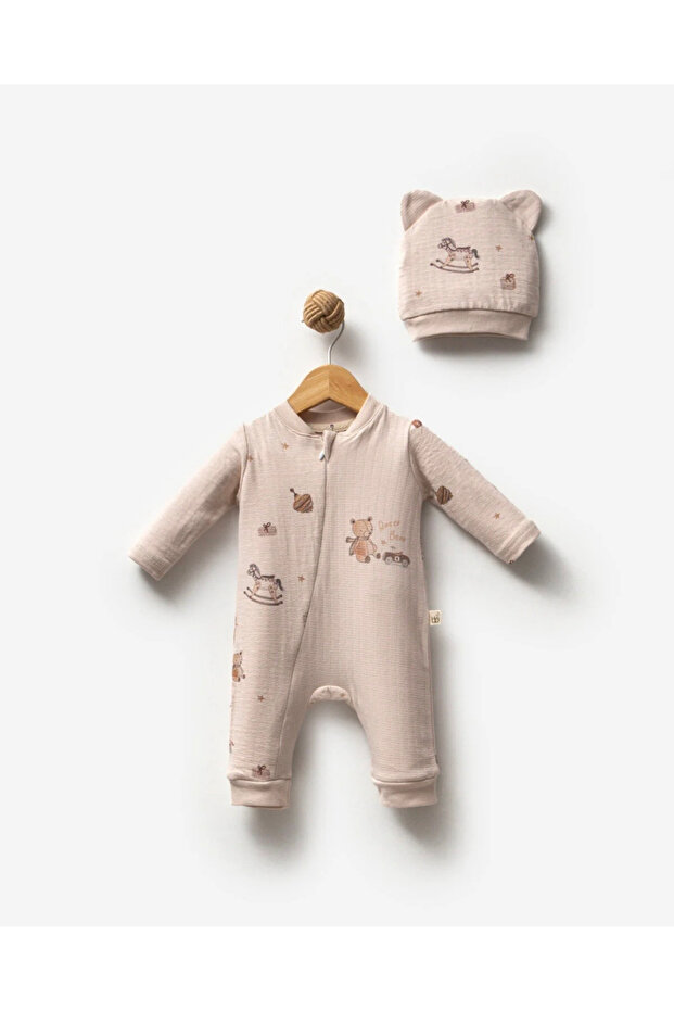 Racer Bear Baby Boy Zippered Jumpsuit