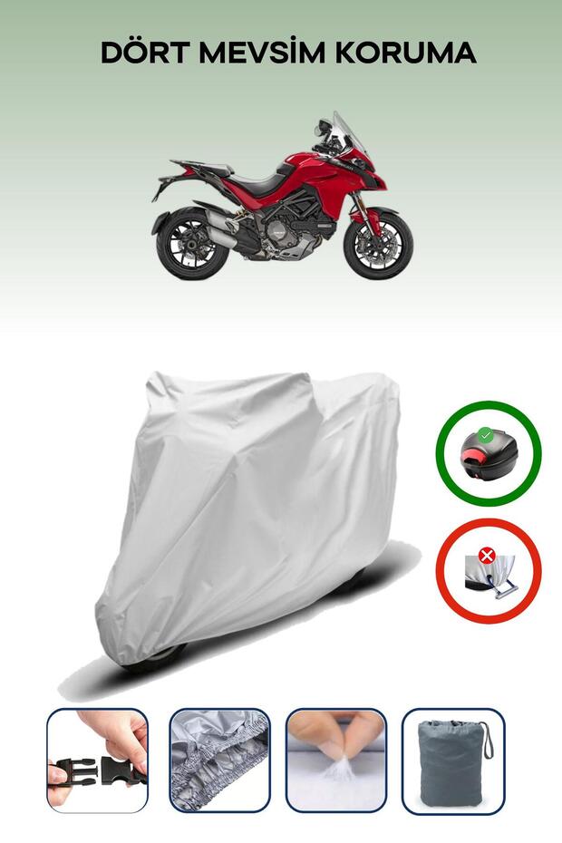 Gray Rear Bag Compatible with Ducati Multistrada 1260 S Compatible Motorcycle Tarpaulin Motor Cover