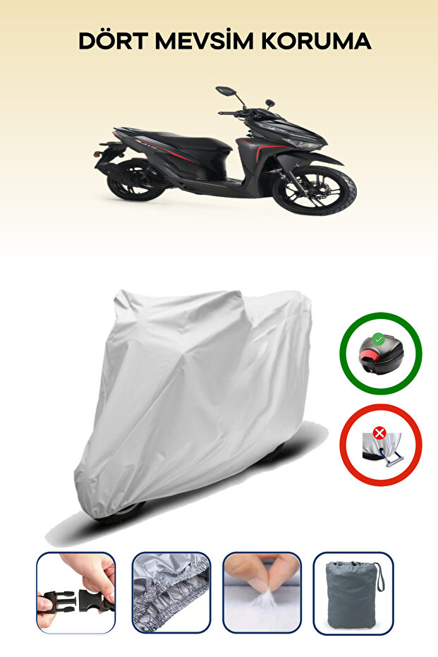 Gray Rear Bag Compatible Rks Wildcat 125 Compatible Motorcycle Tarpaulin Motor Cover