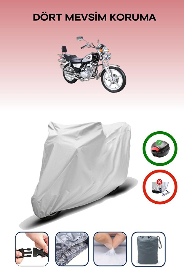 Gray Rear Bag Compatible Kuba Kb150-25 Max Compatible Motorcycle Tarpaulin Motor Cover