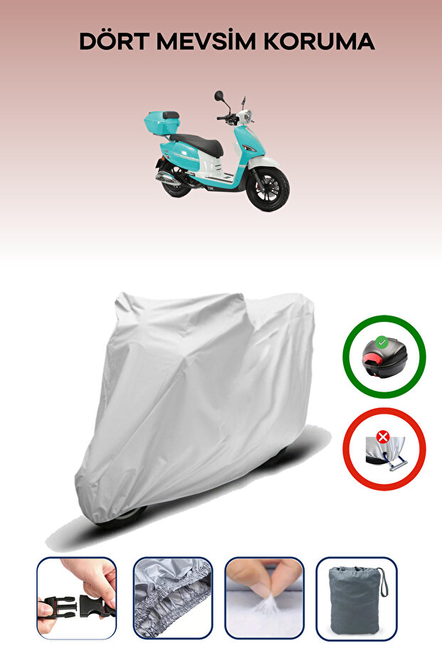 Gray Rear Bag Compatible Rks Neon 125 Compatible Motorcycle Tarpaulin Motor Cover