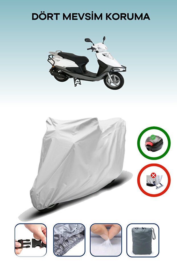 Gray Rear Bag Compatible with Abush Speedy 110I Compatible Motorcycle Tarpaulin Motor Cover