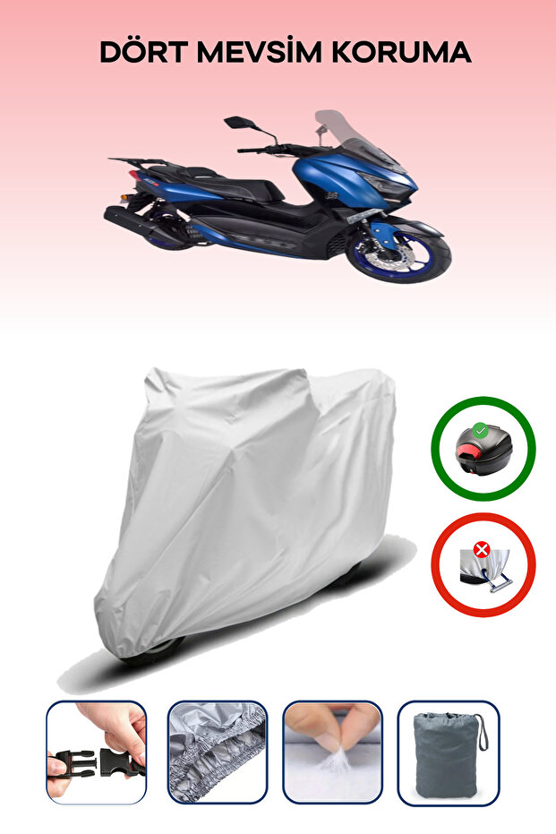Gray Rear Bag Compatible Arora Max Pro Compatible Motorcycle Tarpaulin Motor Cover