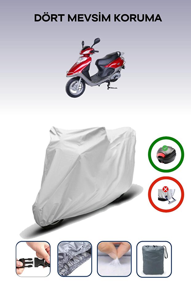 Gray Rear Bag Compatible Arora Vesta 50 Compatible Motorcycle Tarpaulin Motor Cover