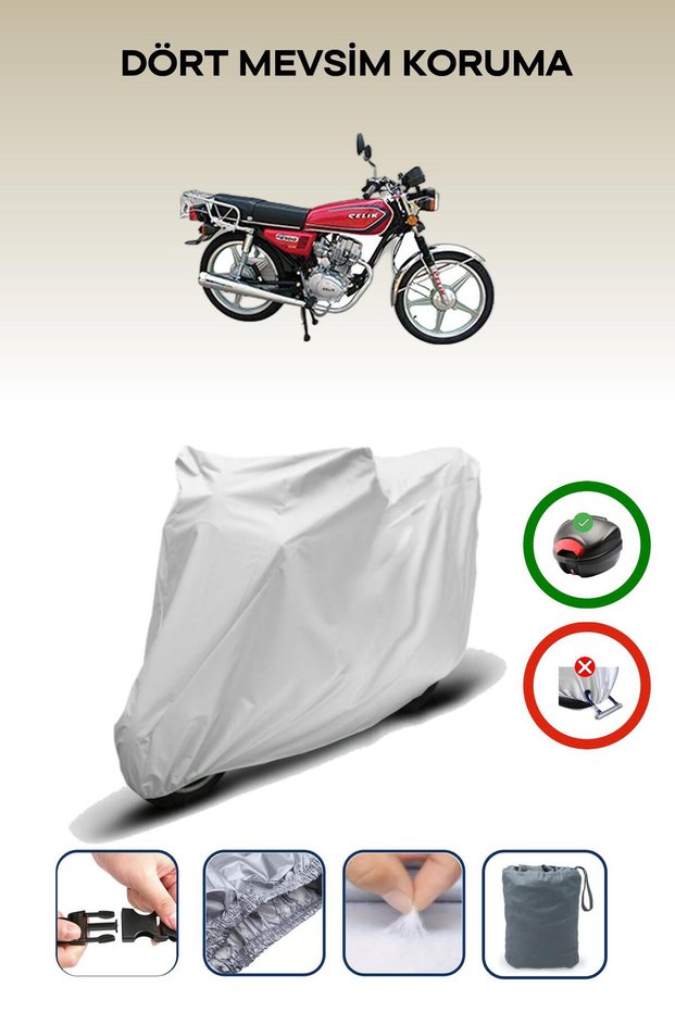 Gray Rear Bag Compatible Asia as 125 Compatible Motorcycle Tarpaulin Motor Cover