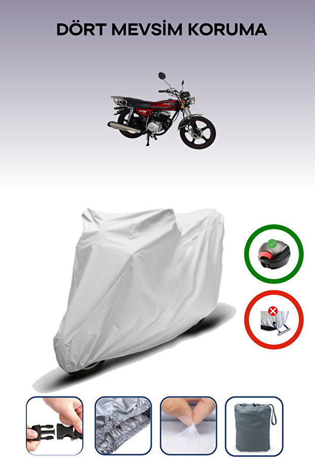 Gray Rear Bag Compatible Abush Cg 50 Plus Compatible Motorcycle Tarpaulin Motor Cover