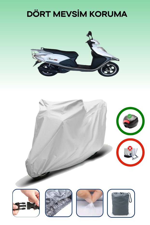 Gray Rear Bag Compatible Kuba Raden 100 Compatible Motorcycle Tarpaulin Motor Cover