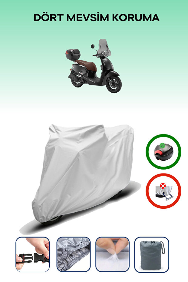 Gray Rear Bag Compatible Rks Vps 125 Compatible Motorcycle Tarpaulin Motor Cover