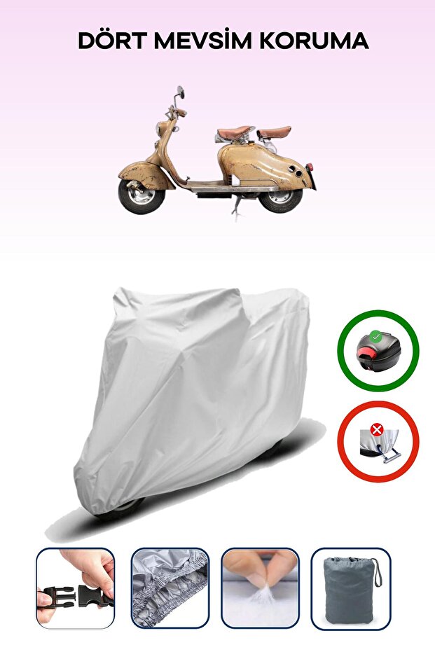 Gray Rear Bag Compatible Lambretta Innocenti Compatible Motorcycle Tarpaulin Motor Cover