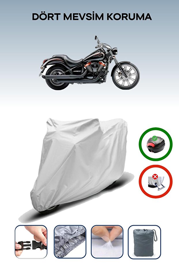 Gray Tail Bag Compatible Kawasaki Vn 900 Custom Special Compatible Motorcycle Tarpaulin Motor Cover