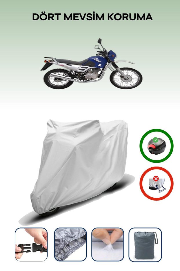 Gray Rear Bag Compatible with Jawa 125 Sport Compatible Motorcycle Tarpaulin Motor Cover