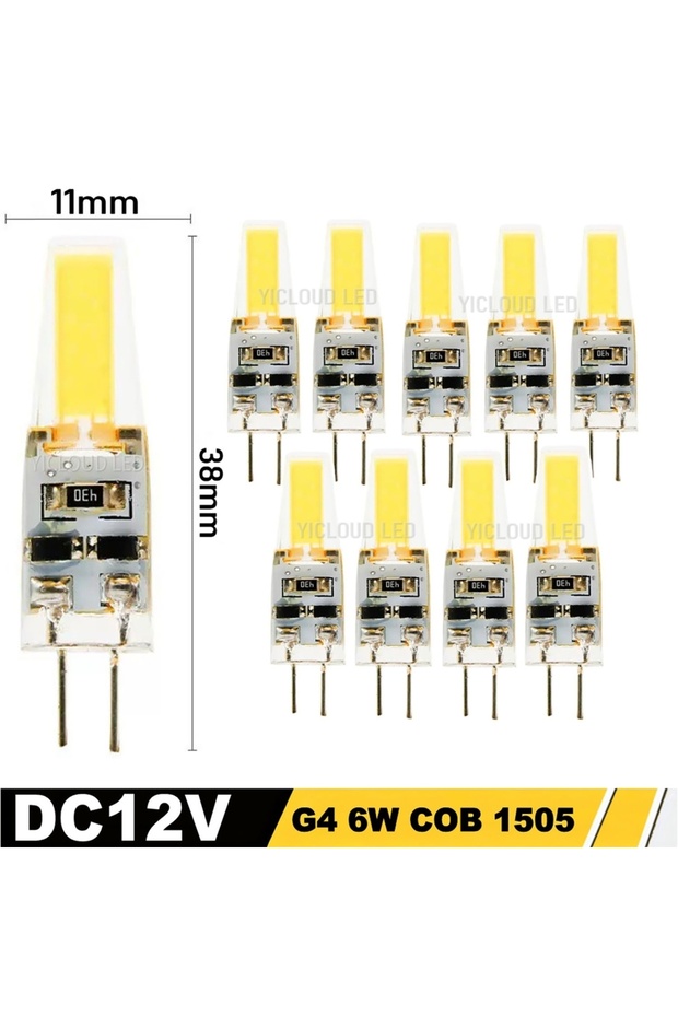مصابيح LED COB بيضاء دافئة G4 DC12V 6W، 10 قطع، قابلة للتعتيم، 6 واط/9 واط، E14، تعمل بتيار متردد/مستمر 12 فولت/220 فولت، G9