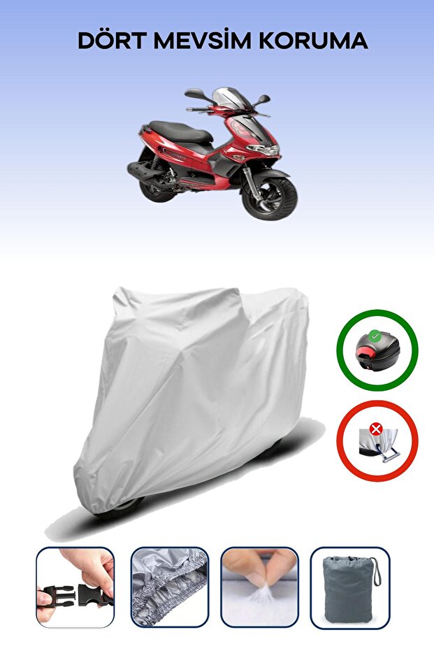 Gray Rear Bag Compatible Gilera Runner 180 Compatible Motorcycle Tarpaulin Motor Cover