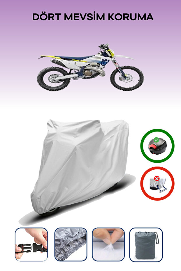 Gray Rear Bag Compatible with Husqvarna Te 250 Compatible Motorcycle Tarpaulin Engine Cover