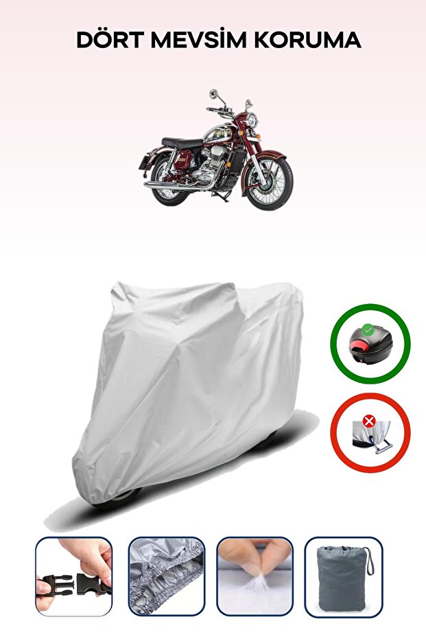 Gray Rear Bag Compatible Jawa 350 2t Compatible Motorcycle Tarpaulin Motor Cover
