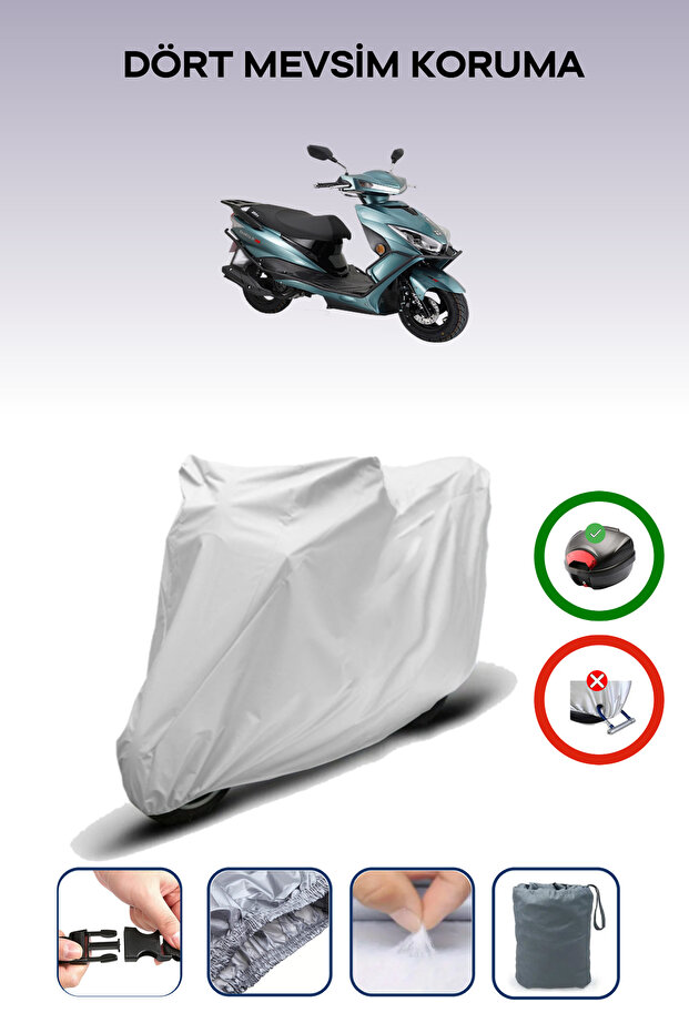 Gray Rear Bag Compatible Arora Quantum 125 Compatible Motorcycle Tarpaulin Motor Cover