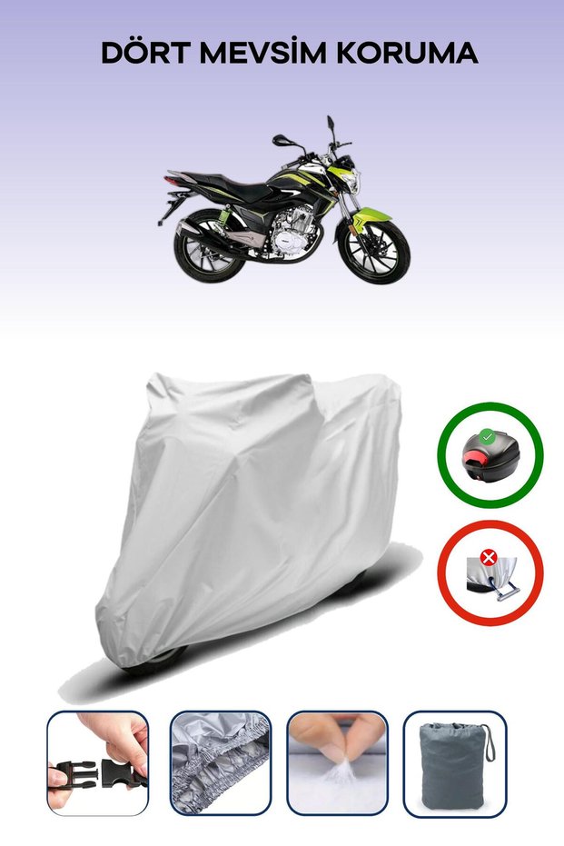 Gray Rear Bag Compatible with Falcon Sport 150 Compatible Motorcycle Tarpaulin Motor Cover