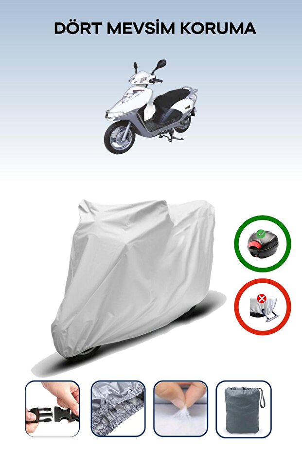 Gray Rear Bag Compatible Arora Ar 50 Special Compatible Motorcycle Tarpaulin Motor Cover