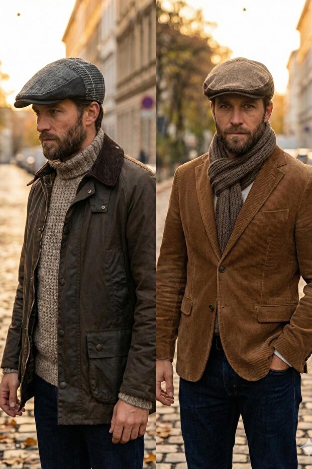 Patchwork Winter Wool British Cap - Foldable Sherpa Earflap Hat - 7