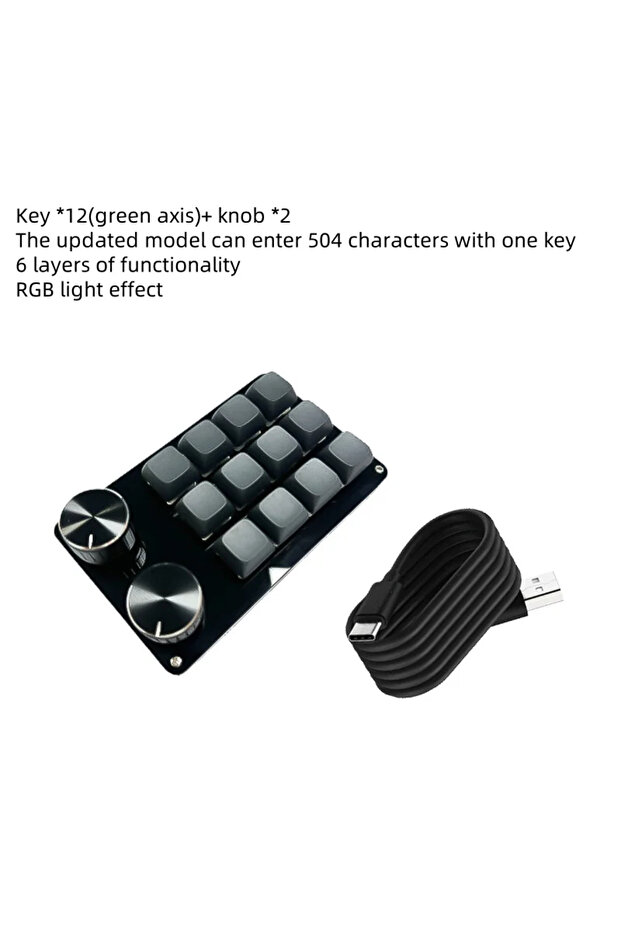 12 Key BT Programming Macros Customization 2 Rotary Disc, Wired keyboard, RGB 12-key, Copy-paste Min - 1