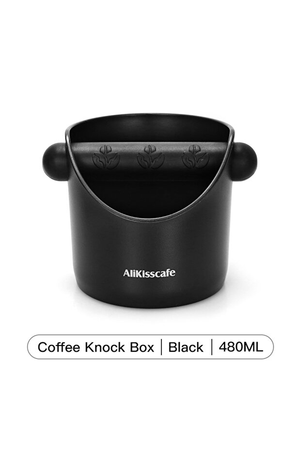 Black AliKisscafe Coffee Knock Box Grind Grounds Container Dump Slag Waste Bin Bar Home Cafe Barista