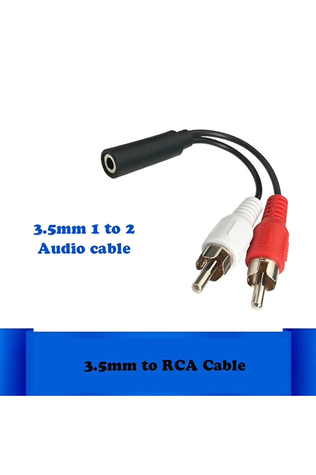 10cm 3.5mm Jack RCA Stereo Audio Cable Converter Male to 2 RCA Female Adapter
