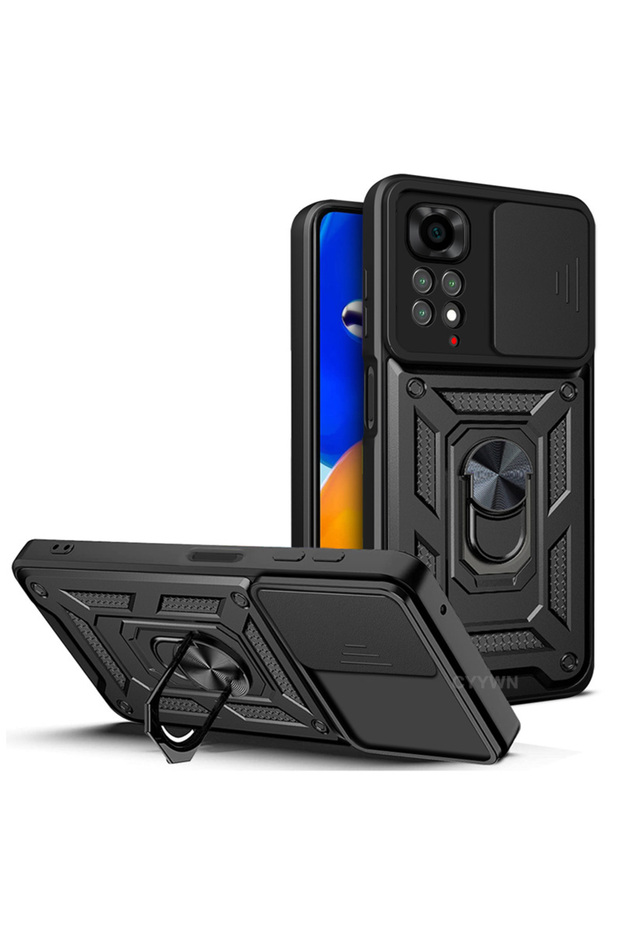 Black POCO X6 PRO 5G Slide Camera Lens Protector Armor Case For Redmi Note 14 13 12 11 Pro Plus 11s