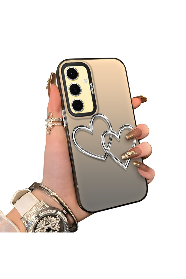 Samsung Galaxy S24 Fe Compatible Interconnected Hearts Silicone Protective Case