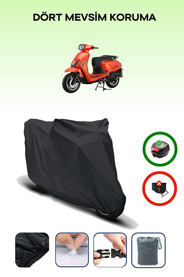 Black Rear Bag Compatible Apachi True 50 Compatible Motorcycle Tarpaulin Motor Cover