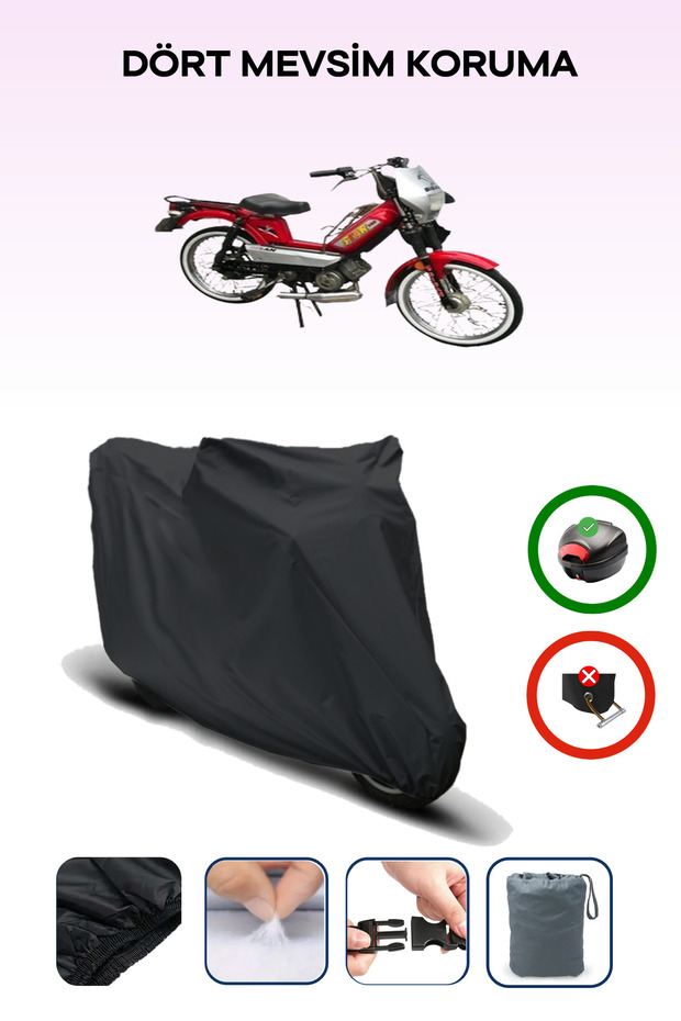 Black Rear Bag Compatible Bisan Star Compatible Motorcycle Tarpaulin Motor Cover