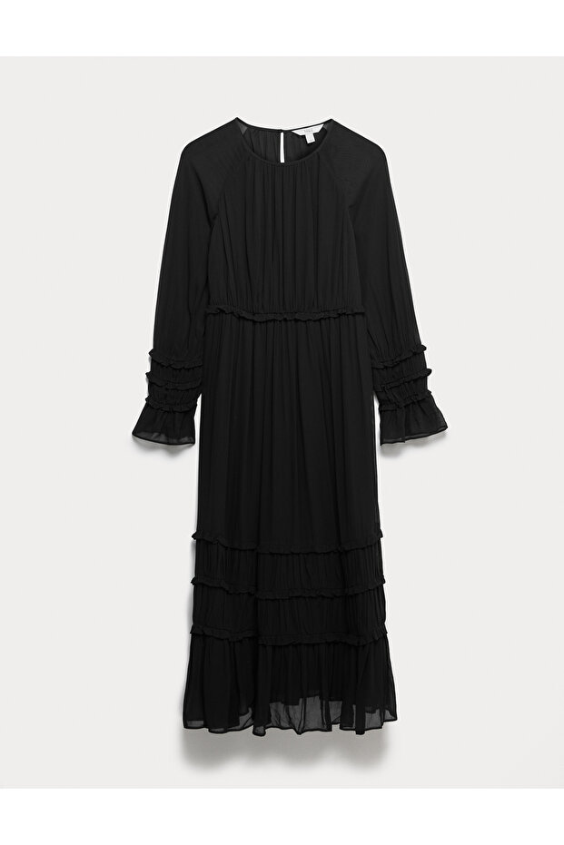 Fırfırlı Midi Elbise - 2