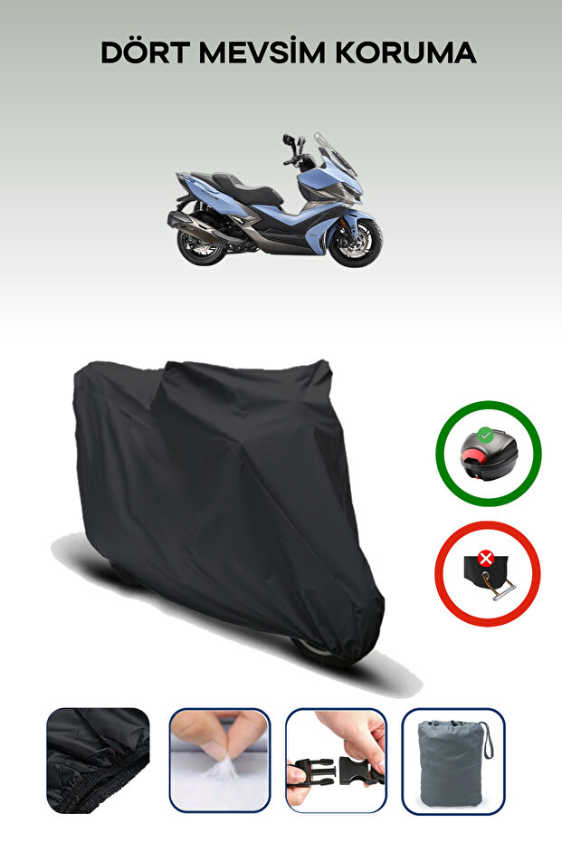 Black Rear Bag Compatible Kymco Xciting Vs 400 Limited Edition Compatible Motorcycle Tarpaulin