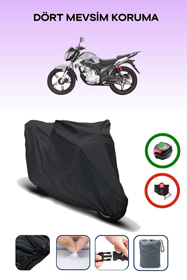 Black Rear Bag Compatible Yuki Drag 200 Compatible Motorcycle Tarpaulin Motor Cover