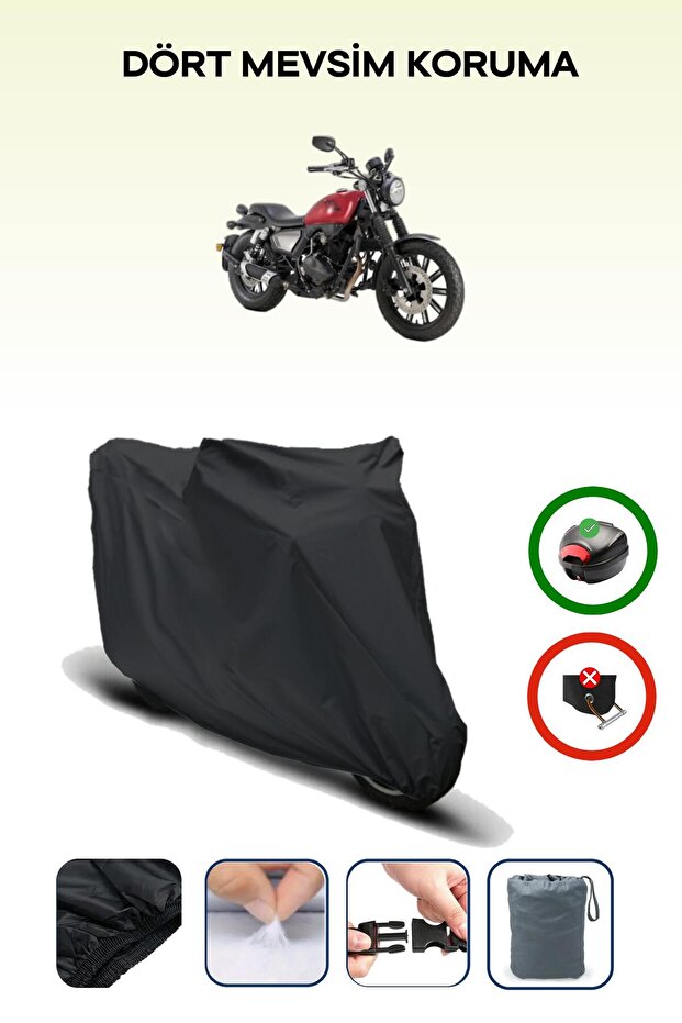 Black Rear Bag Compatible Rks K-Light 202 Compatible Motorcycle Tarpaulin Motor Cover