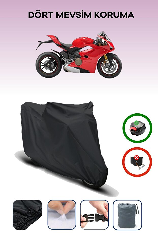 حقيبة خلفية متوافقة مع ماركة Ducati Panigale V4 R باللون الأسود للدراجات النارية