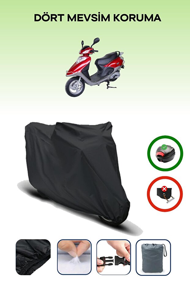 Black Rear Bag Compatible Arora Vesta 50 Compatible Motorcycle Tarpaulin Motor Cover