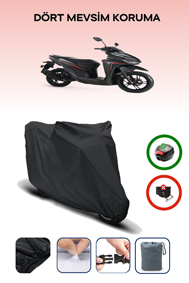 Black Rear Bag Compatible Rks Wildcat 125 Compatible Motorcycle Tarpaulin Motor Cover