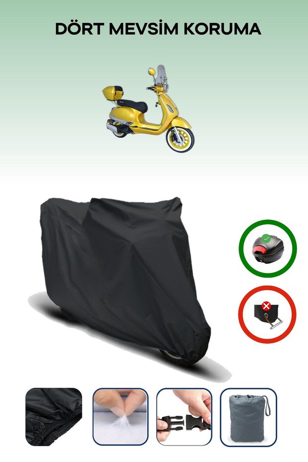 Black Rear Bag Compatible Arora Safari 125 Compatible Motorcycle Tarpaulin Motor Cover