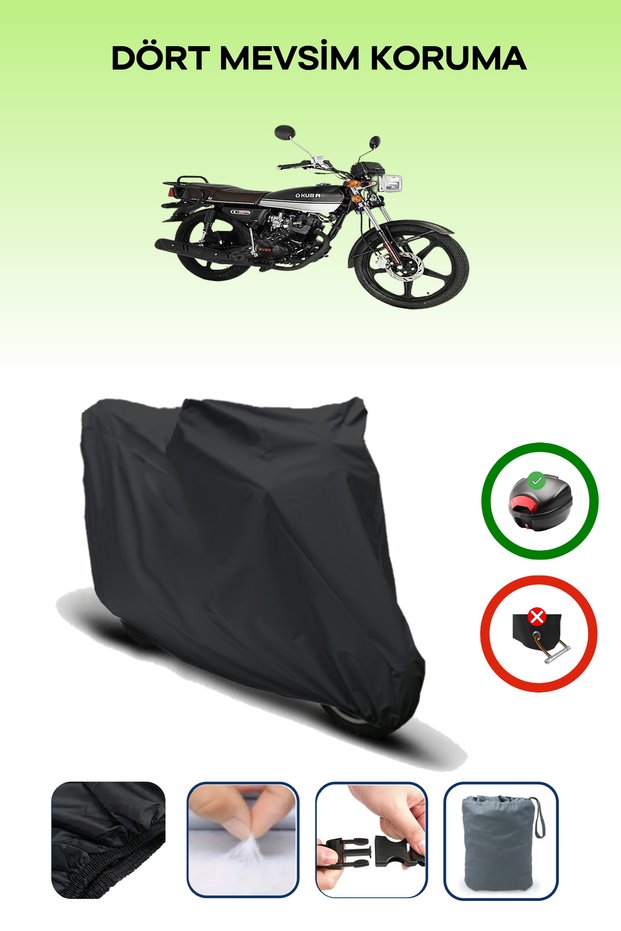 Black Rear Bag Compatible Kuba Cg 50 Compatible Motorcycle Tarpaulin Motor Cover