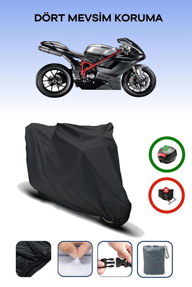 حقيبة خلفية سوداء متوافقة مع غطاء محرك الدراجة النارية Ducati 848 Evo المتوافق مع الدراجات النارية
