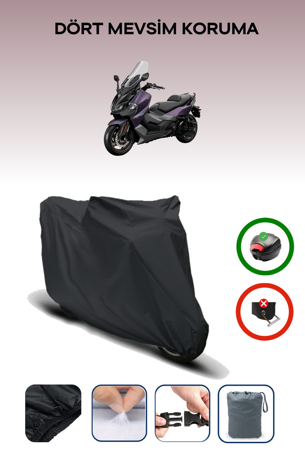 Black Rear Bag Compatible Sym Maxsym Tl 508 Compatible Motorcycle Tarpaulin Motor Cover